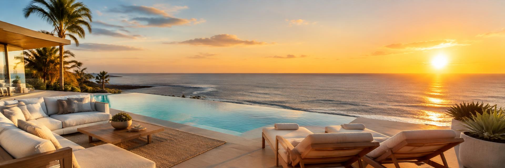 Casa com piscina de frente para o mar